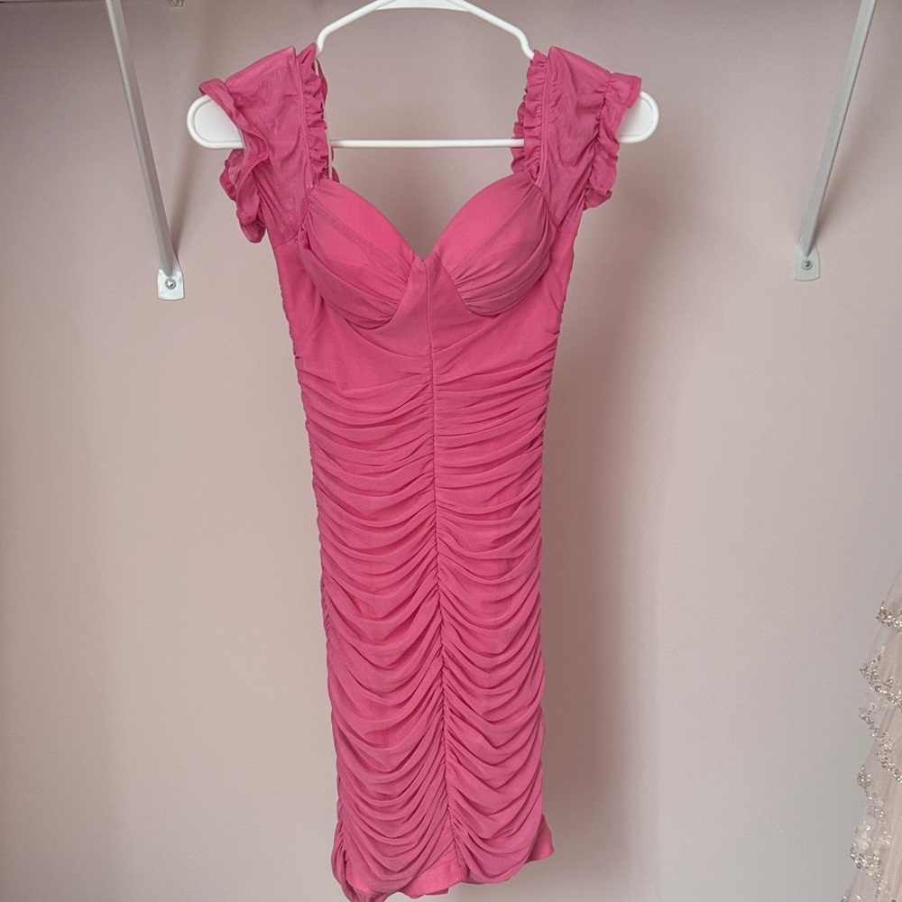 Hello Molly Fuchsia Ruched Mini Dress